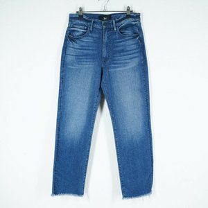 3x1 New York Womens Size 27 Higher Ground Jeans Straight Crop Frayed Hem Blue